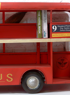 纯手工英国巴士书架酒吧餐厅模型