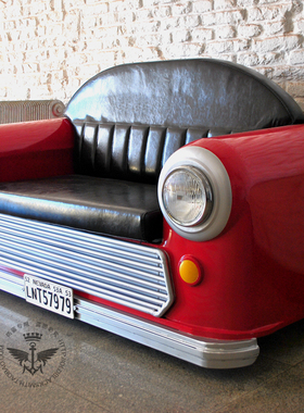 纯手工 红色复古怀旧老爷车沙发 酒吧咖啡店主题餐厅家居软装饰