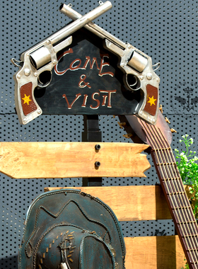 美式乡村风吉他迎宾酒吧餐厅招牌