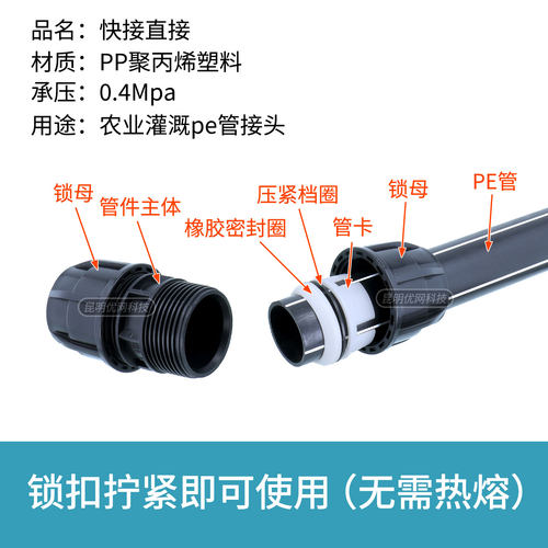 pe管快速接头塑料水管直接黑皮管配件4分206分1寸2寸免热熔活接头 - 图3