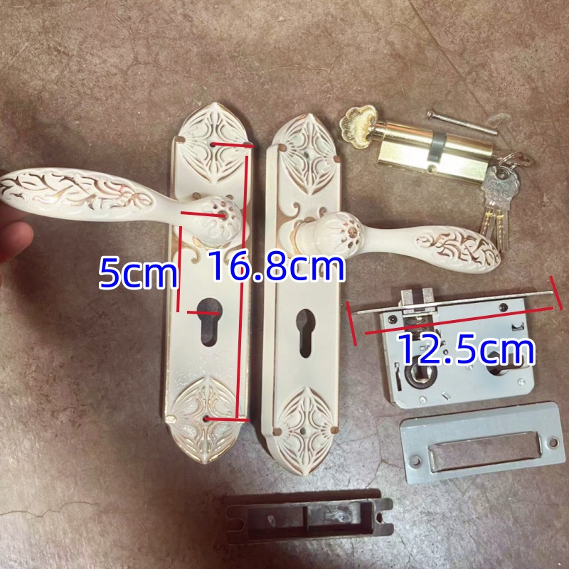 象牙白欧式精美卧室门锁内门家用房间门锁老款开锁卫生间门通用锁-图1