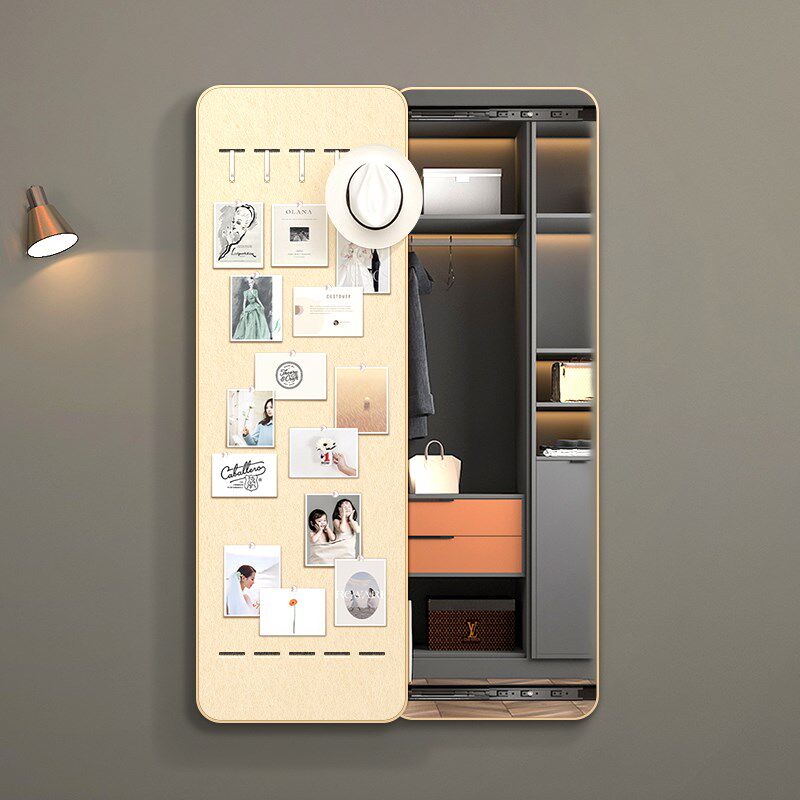 diy毛毡板隐藏式推拉全身镜x软木板隐形穿衣镜暗藏挂墙镜子奶油风,淘宝优惠券,粉丝福利购,淘宝优惠卷