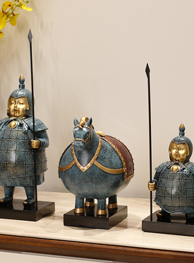中式摆件家e居饰品秦兵马俑摆件复古办公室电视玄关柜客厅创意装