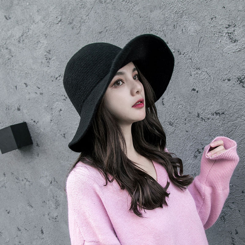 2025秋冬天针织毛线大檐渔夫帽子女时尚洋气韩版百搭纯色休闲盆帽,淘宝优惠券,粉丝福利购,淘宝优惠卷