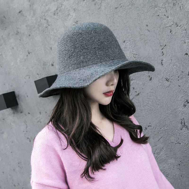 2025秋冬天针织毛线大檐渔夫帽子女时尚洋气韩版百搭纯色休闲盆帽,淘宝优惠券,粉丝福利购,淘宝优惠卷