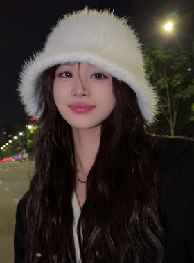 渔夫帽韩版女秋冬显脸小仿貂毛