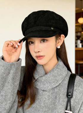 新款秋冬显脸小女款八角帽