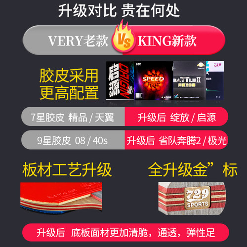 友谊729乒乓球拍一星二星三星四星六星七星八星兵乓成品拍专业级6 - 图0