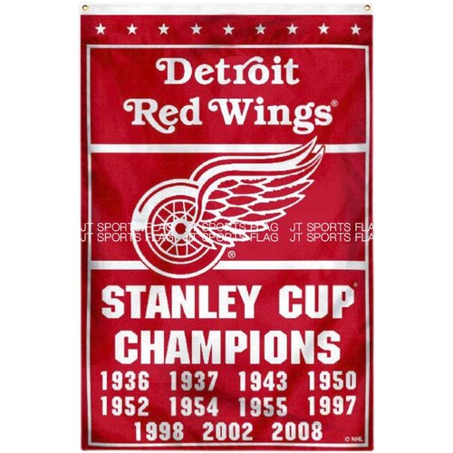 NHL美国底特律红翼队冰球俱乐部冠军队旗Detroit Red Wings flag - 图0