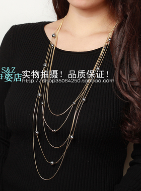 韩国宴会蛇骨链多层长款时尚饰品