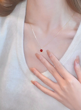 S925纯银天然南红玛瑙吊坠项链