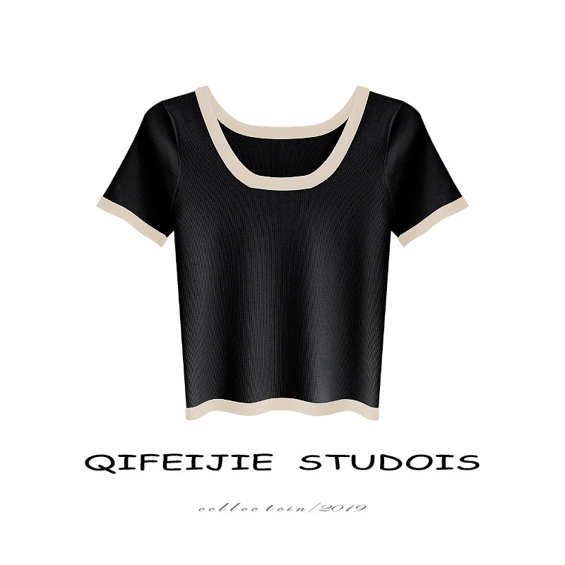 韩版ins复古冰丝针织女夏打底衫 绮菲婕T恤
