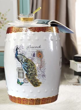 创意仿古陶瓷鼓凳中式陶瓷凳圆墩坐凳茶室边几花凳圆瓷凳子古筝凳