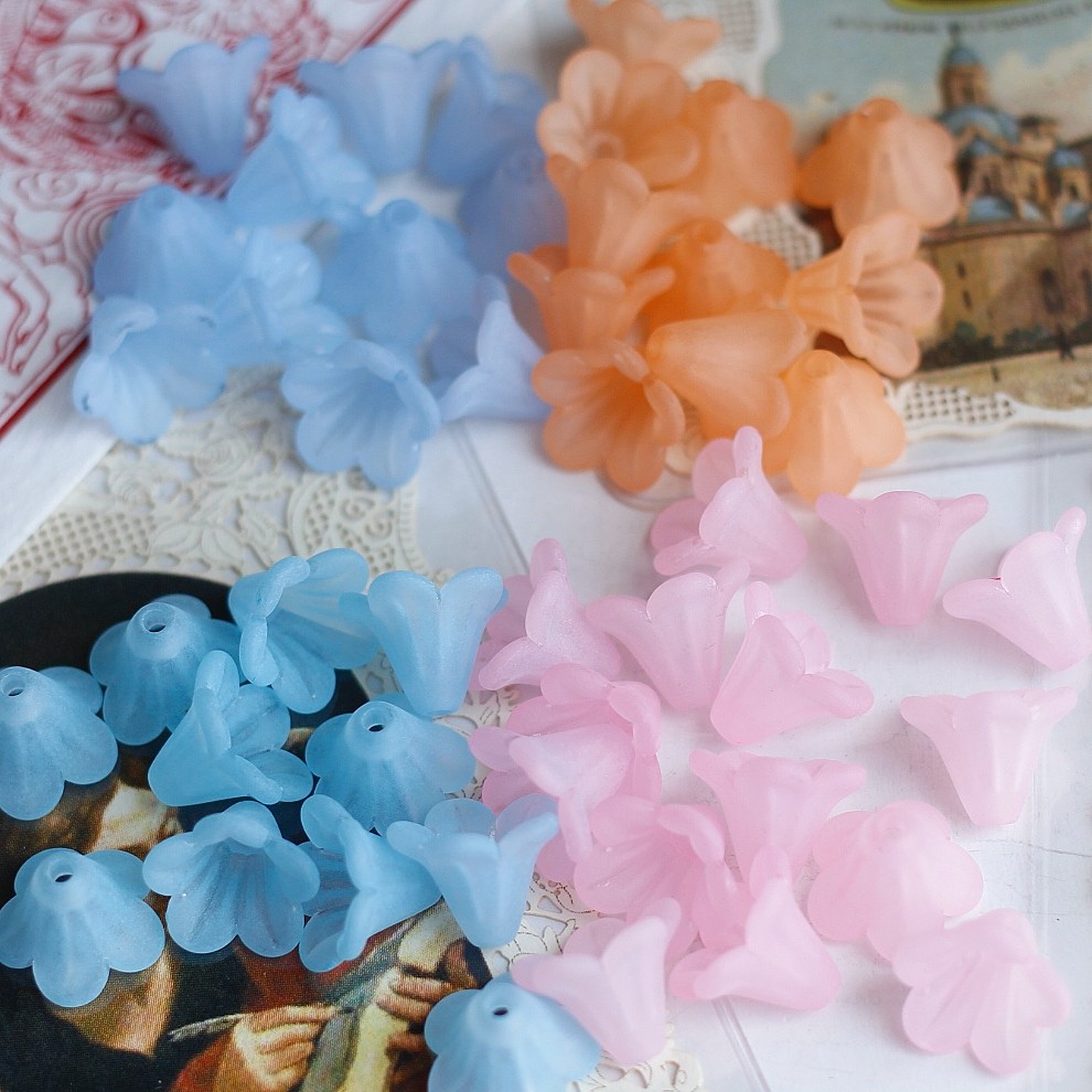 西德进口树脂粉色喇叭花有孔DIY手工半成品耳环发簪材料配件14mm,淘宝优惠券,粉丝福利购,淘宝优惠卷