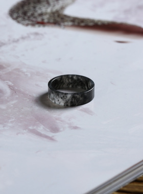 13号戒指 新疆和田玉籽料青花薄款籽玉方口直切款指环 9187