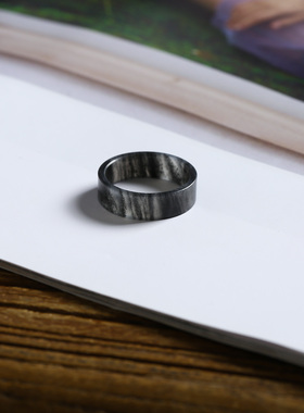 13号戒指 新疆和田玉青花籽料 籽玉超薄款方口直切指环 2837