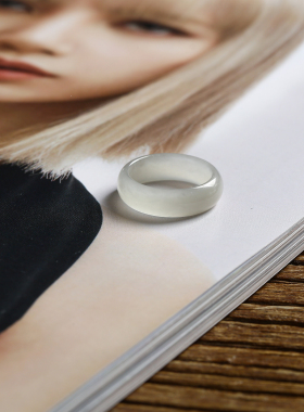 13号戒指 和田玉烟紫泥鳅背圆弧素圈指环 5164