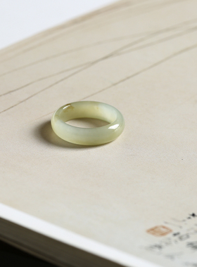 12号戒指 新疆和田玉糖料糖玉圆弧素圈指环 3314