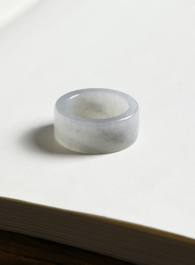 20号戒指 新疆和田玉青花籽料 籽玉散墨宽条方口复古指环 7844