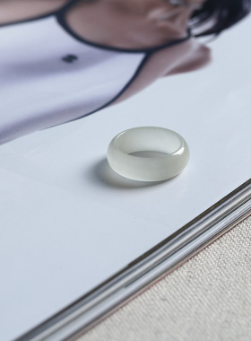 5号戒指 和田玉白玉小尺码圆弧素圈指环 尾戒 2028