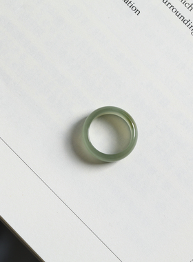 3号戒指 和田玉青白薄款小尺码素圈指环 尾戒 8968