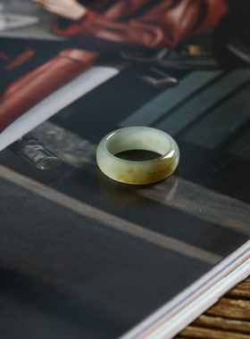 7号戒指 新疆和田玉糖料糖青玉小尺码泥鳅背素圈指环 尾戒 6740