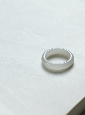 11号戒指 和田玉烟紫圆弧素圈指环 6327