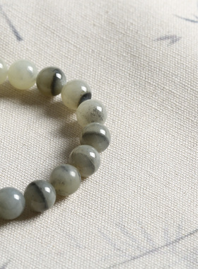 卡10mm籽玉圆珠 新疆和田玉青花籽料 3004