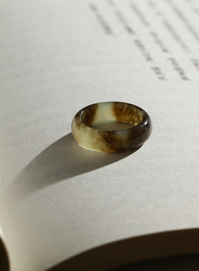 12号戒指 新疆和田玉糖料糖黄玉泥鳅背圆弧素圈指环 1655