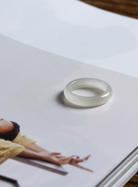 11号戒指 和田玉烟紫窄条泥鳅背素圈指环 9140