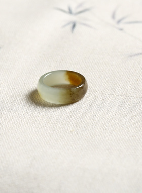 7号戒指 新疆和田玉糖料糖玉小尺码圆弧素圈指环 尾戒 8304