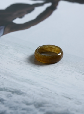 7号戒指 新疆和田玉糖料糖玉小尺码圆弧素圈指环 尾戒 9112