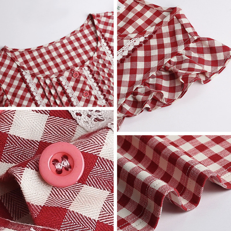 女士纯棉格子无袖睡裙可外穿连衣裙 嘻哈伴侣睡裙