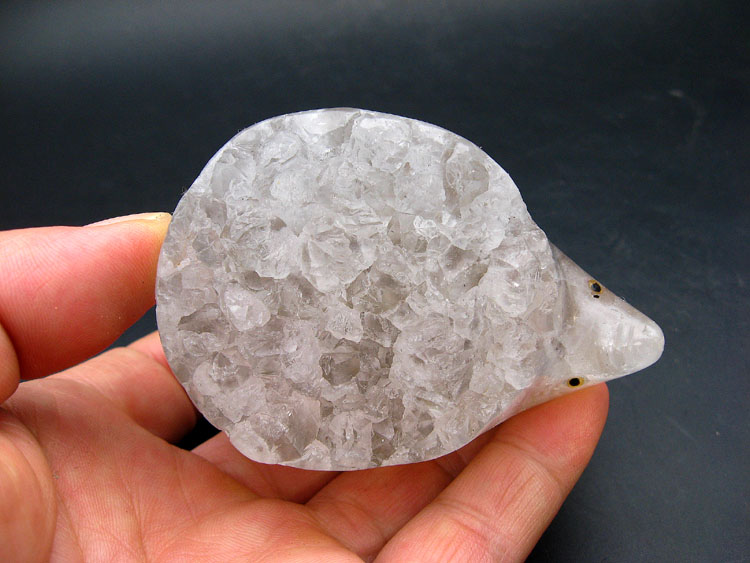 5395天然玛瑙石切片玉髓水晶刺猬7.5公分摆件-图1