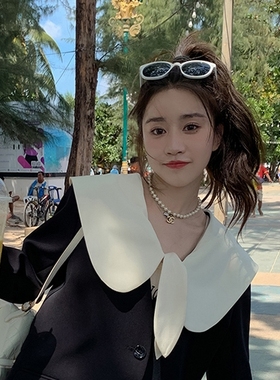 百搭减龄海军风披肩兔耳朵假领子配T恤连衣裙外搭装饰领纯色