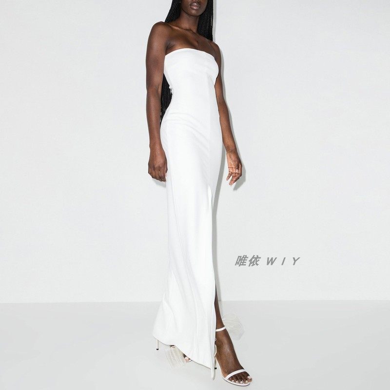 简单大方晚礼服长裙2023新款气质抹胸生日派对伴娘派对姐妹连衣裙