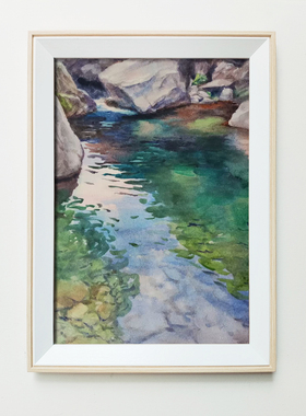纯手绘风景水彩画装饰画民宿新居