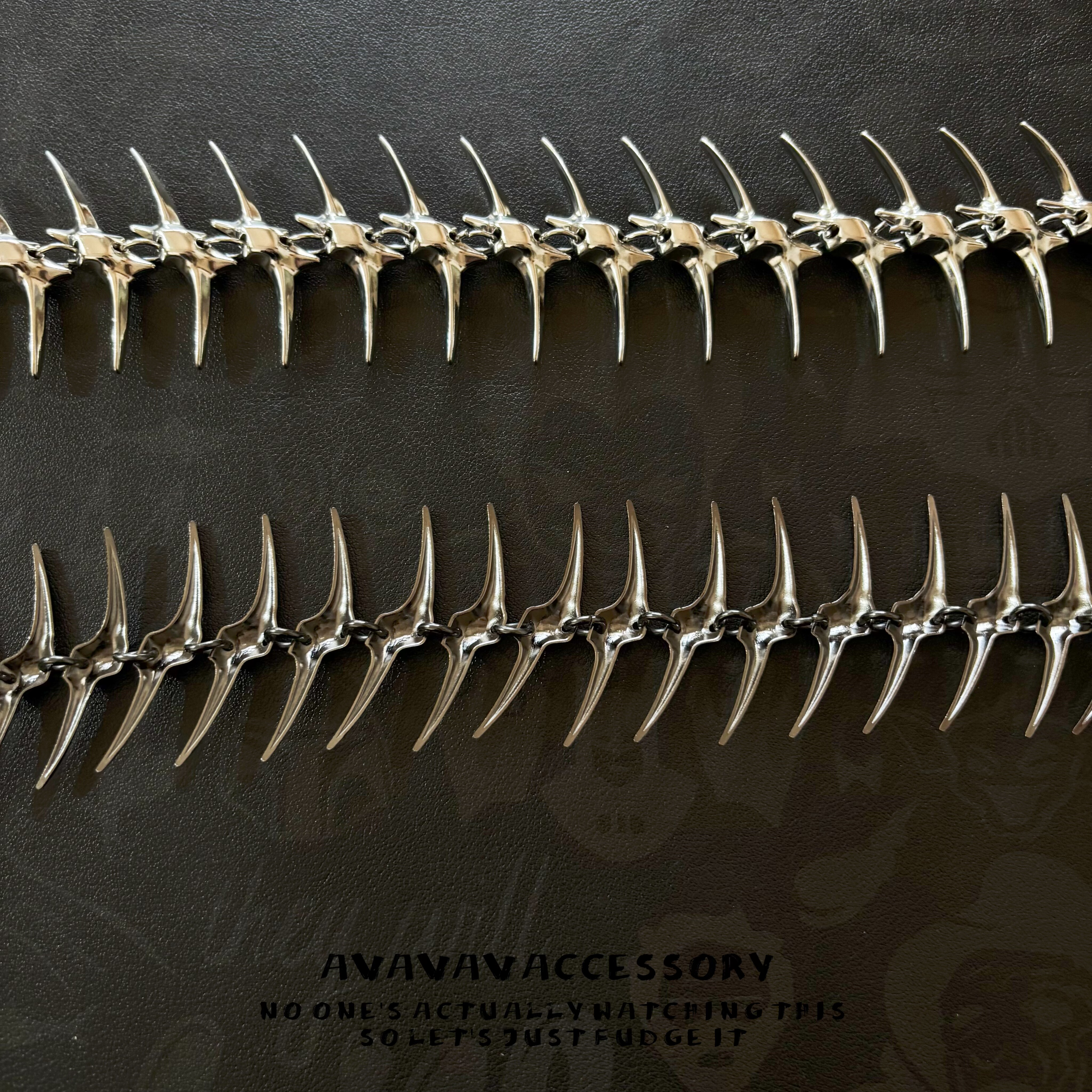 AVAVAVA high street dark fishbone jeans waist chain hip-hop punk men and women same style pants chain bag hanging chain