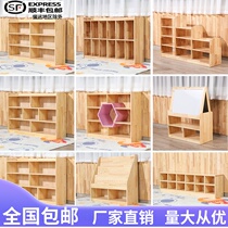 Nursery School Bag Cabinet Children Solid Wood Lockers Toy Cabinet Area Storage Cabinet Hooded Aids Cabinet Oak Wood
