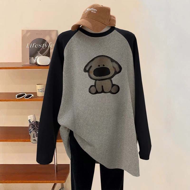 大码女装中长款遮屁股洋气长袖t恤秋冬季打底衫搭配鲨鱼裤的上衣,淘宝优惠券,粉丝福利购,淘宝优惠卷