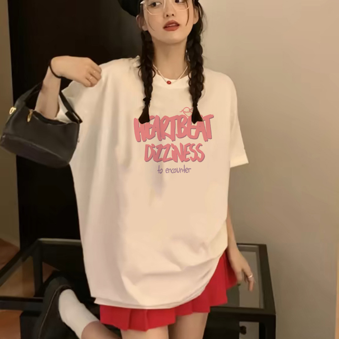 白色纯棉短袖t恤女2025新款爆款休闲宽松显瘦遮肉夏季女装上衣服