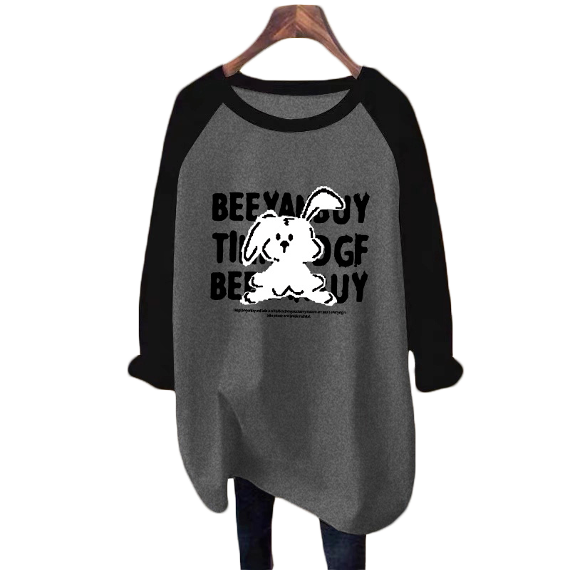 纯棉长袖t恤女2025新款秋冬加绒内搭打底衫中长款遮屁股洋气上衣 - 图3