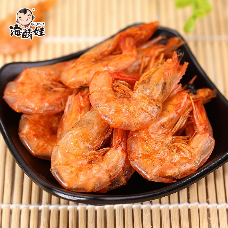 海麟娃脆即食烤香辣虾网红货对虾干 海麟娃即食虾零食