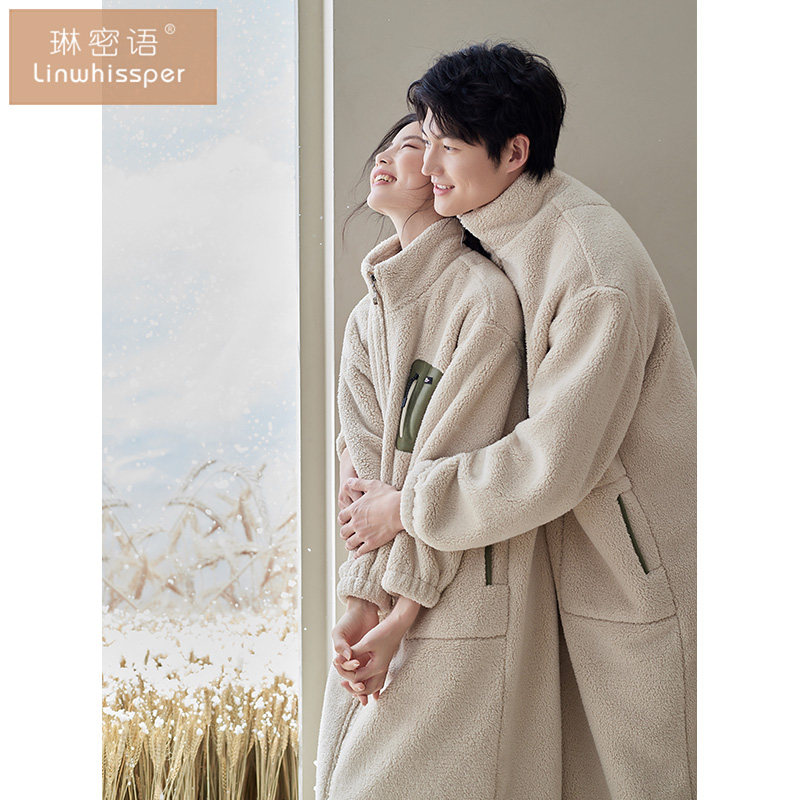 【抗静电】羊羔绒情侣睡袍女冬季家居服加绒加厚睡衣男士大码浴袍,淘宝优惠券,粉丝福利购,淘宝优惠卷