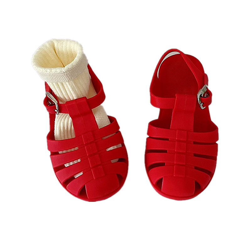 Milo7c-自制韩风夏季软胶镂空凉鞋宝宝舒适沙滩鞋橡胶软底包头鞋-图3