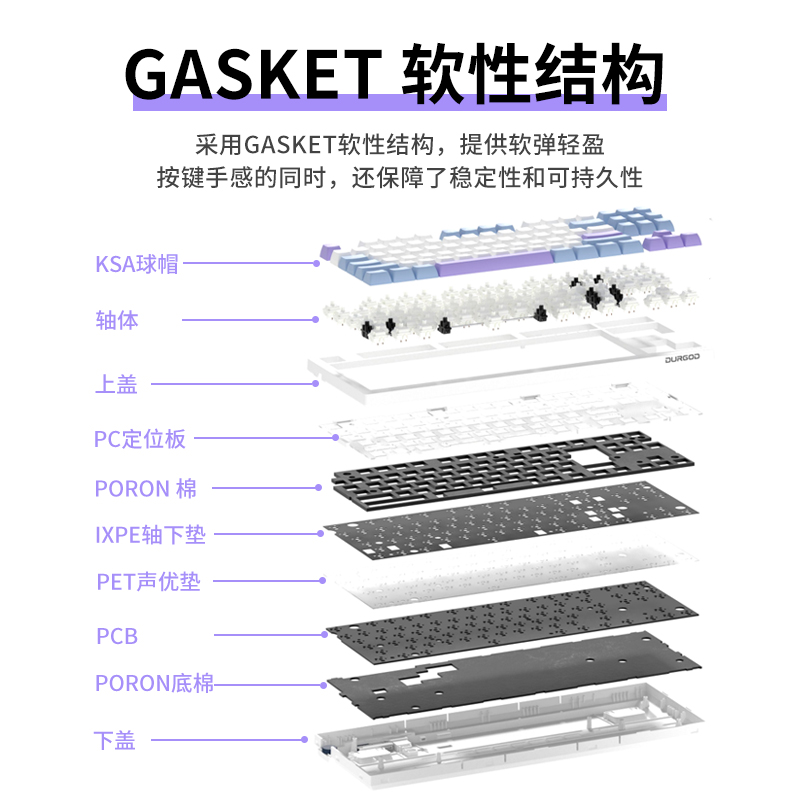 DURGOD杜伽K100无线蓝牙三模热插拔机械键盘电竞游戏专用-图2