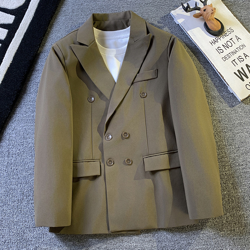秋季韩版修身双排扣西服外套男士商务休闲小西装男生潮流单西便服,淘宝优惠券,粉丝福利购,淘宝优惠卷