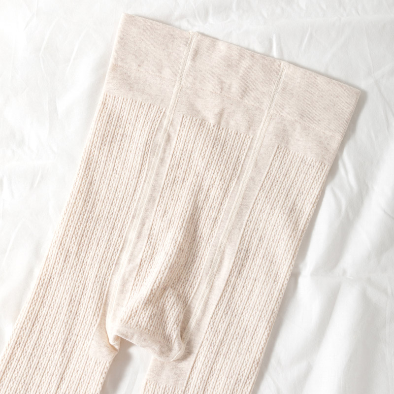 日系条纹麻花棉春秋燕麦色连裤袜 汐怡打底裤