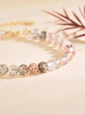 复古风极细天然黑金超七水晶手链