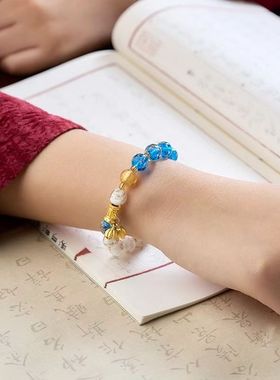 两世欢夜光金箔香灰琉璃手串礼物